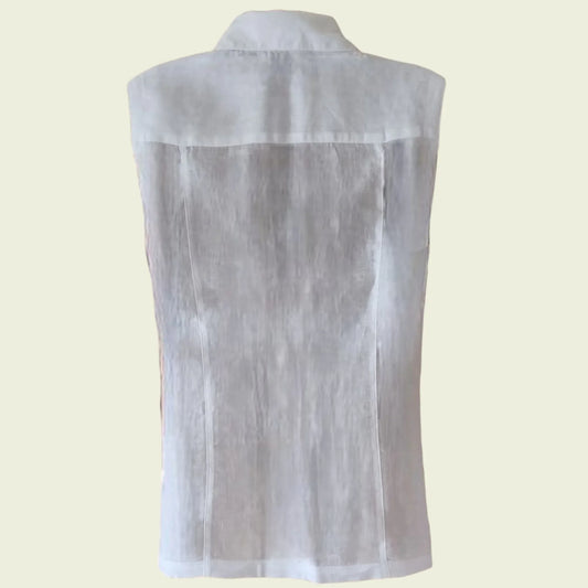 Liz Claiborne White Sleeveless Linen Blouse UK 14 US 10 EU 42 - Timelessfashions