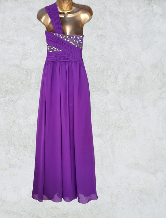 Amore Women’s Purple Long Special Occasion Prom Dress UK 8 US 4 EU 36 - Timelessfashions