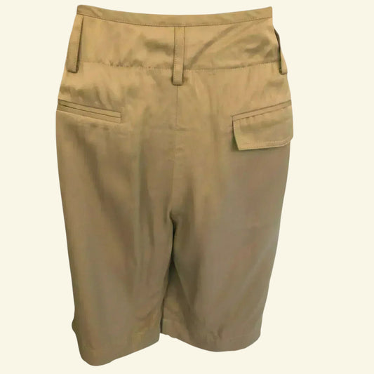 Alexander Wang Pale Khaki Silky Satin Shorts Size UK 12 US 8 EU 40 - Timelessfashions