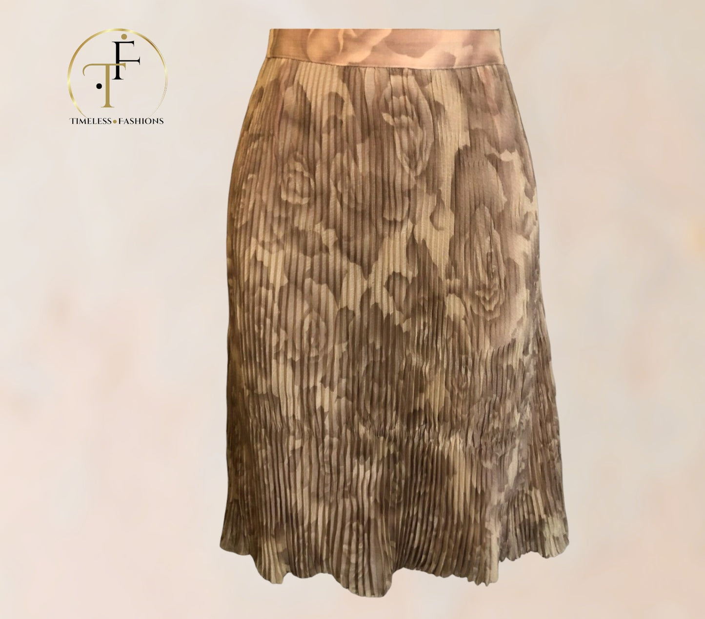 DKNY City Pale Dusky Pink Pleated Floral Skirt UK 12 US 8 EU 40 Timeless Fashions