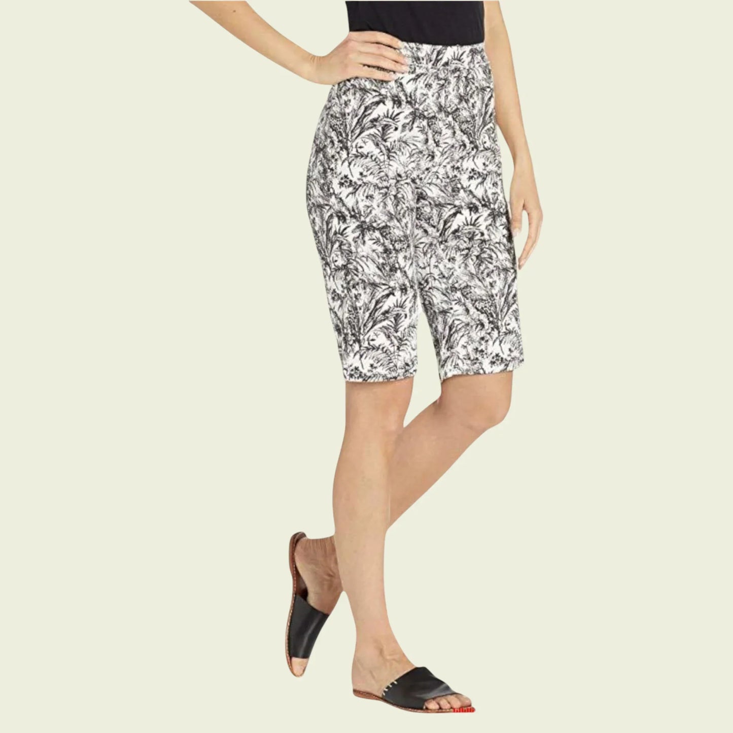 FDJ French Dressing Black & White Pull-On Bermuda Shorts UK 14 US 10 EU 42 - Timelessfashions