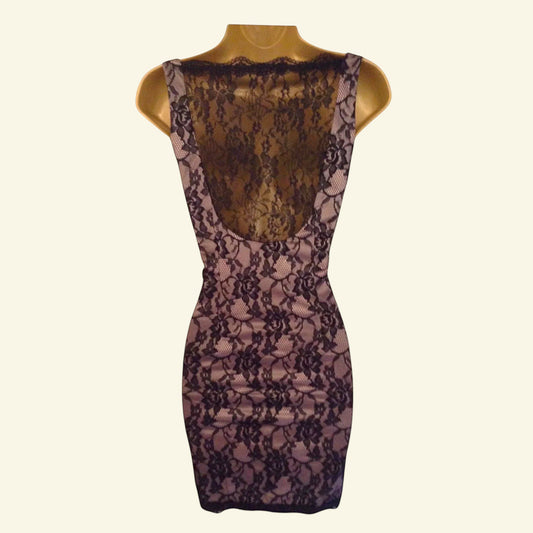 Forever Unique Black Lace Mini Dress UK 8 US 4 EU 36 - Timelessfashions