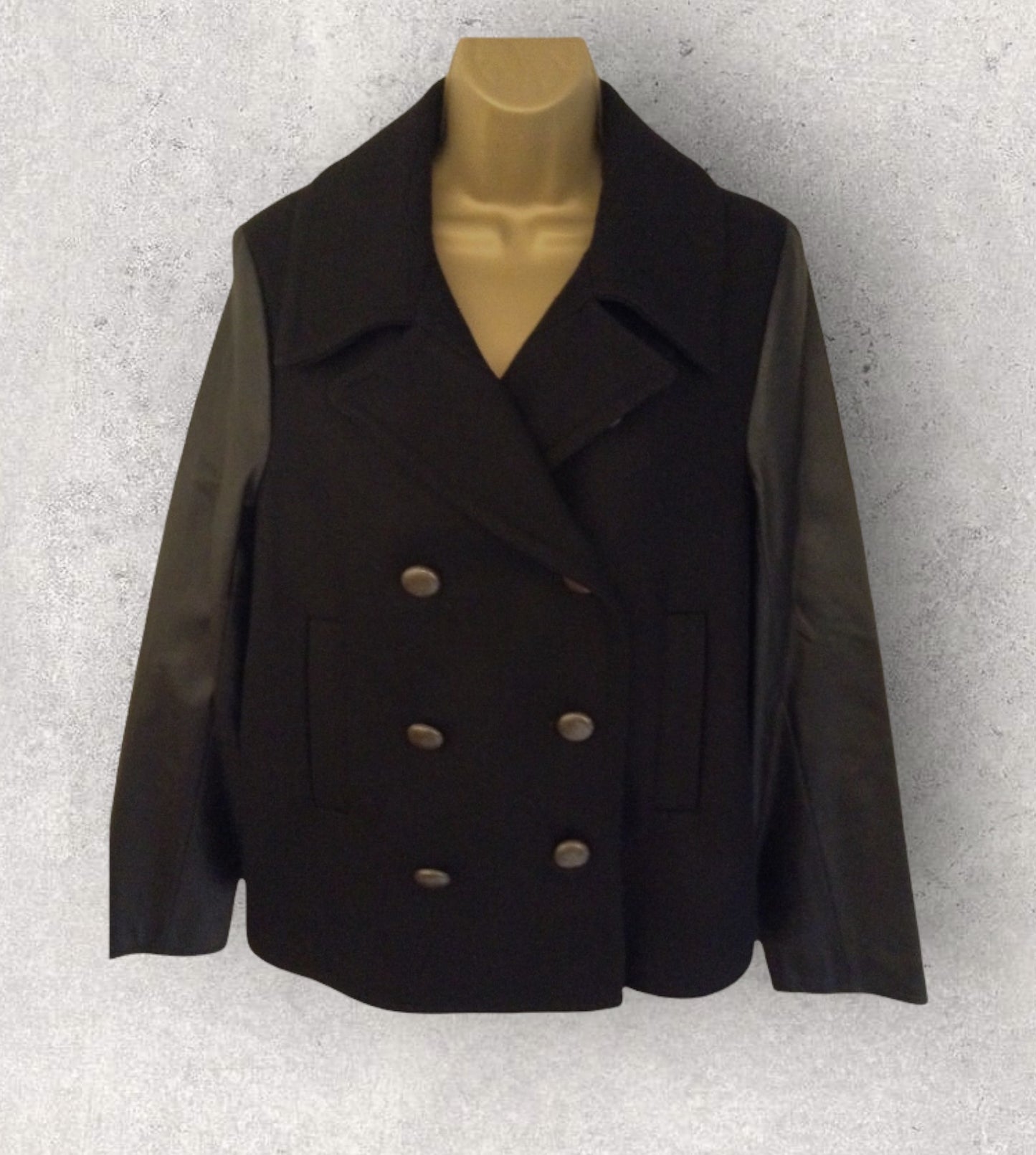 Gerard Darel Ladies Black Wool & Lambskin Leather Jacket UK 14 US 10 EU 42 Timeless Fashions