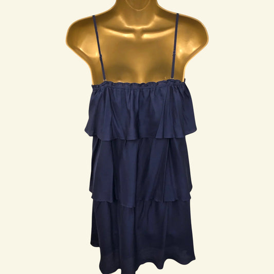 Ella Moss Navy Silk Tiered Mini Dress Size S UK 8 US 4 EU 36 - Timelessfashions