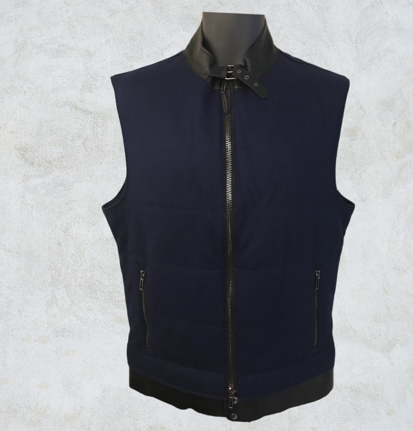 Costume Nemutso Mens Blue Wool Padded Bodywarmer Gilet UK 38 EU 48 Timeless Fashions
