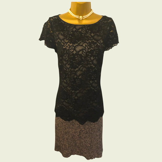 Marc Cain Ladies Black Lace & Wool Cap Sleeve Dress UK 10 US 6 EU 38 - Timelessfashions