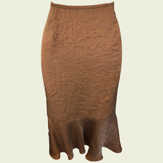 Frank Usher Brown Shimmer Fishtail Skirt UK 14 US 10 EU 42 - Timelessfashions