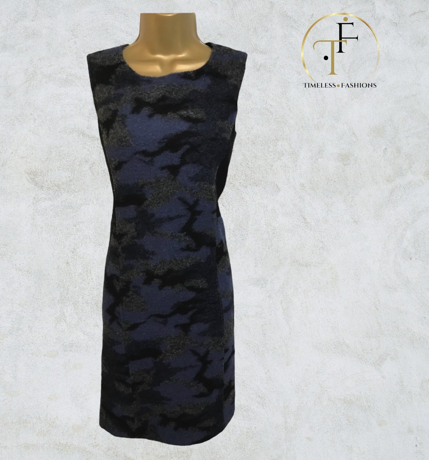 Clements Ribeiro Blue Wool Blend Dress UK 12 US 8 EU 40 IT 44 Timeless Fashions