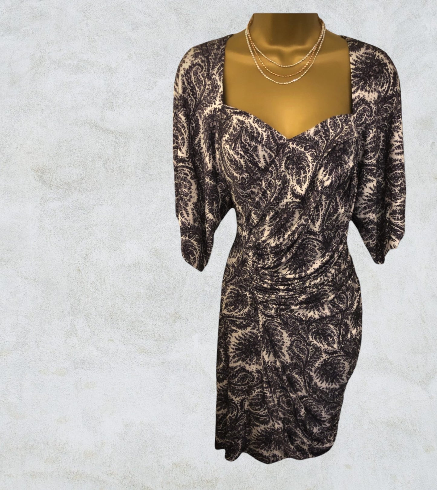Yigal Azrouel Silk Paisley Print Kimono Style Ruched Dress UK 10 US 6 EU 38 BNWT RRP £780 Timeless Fashions