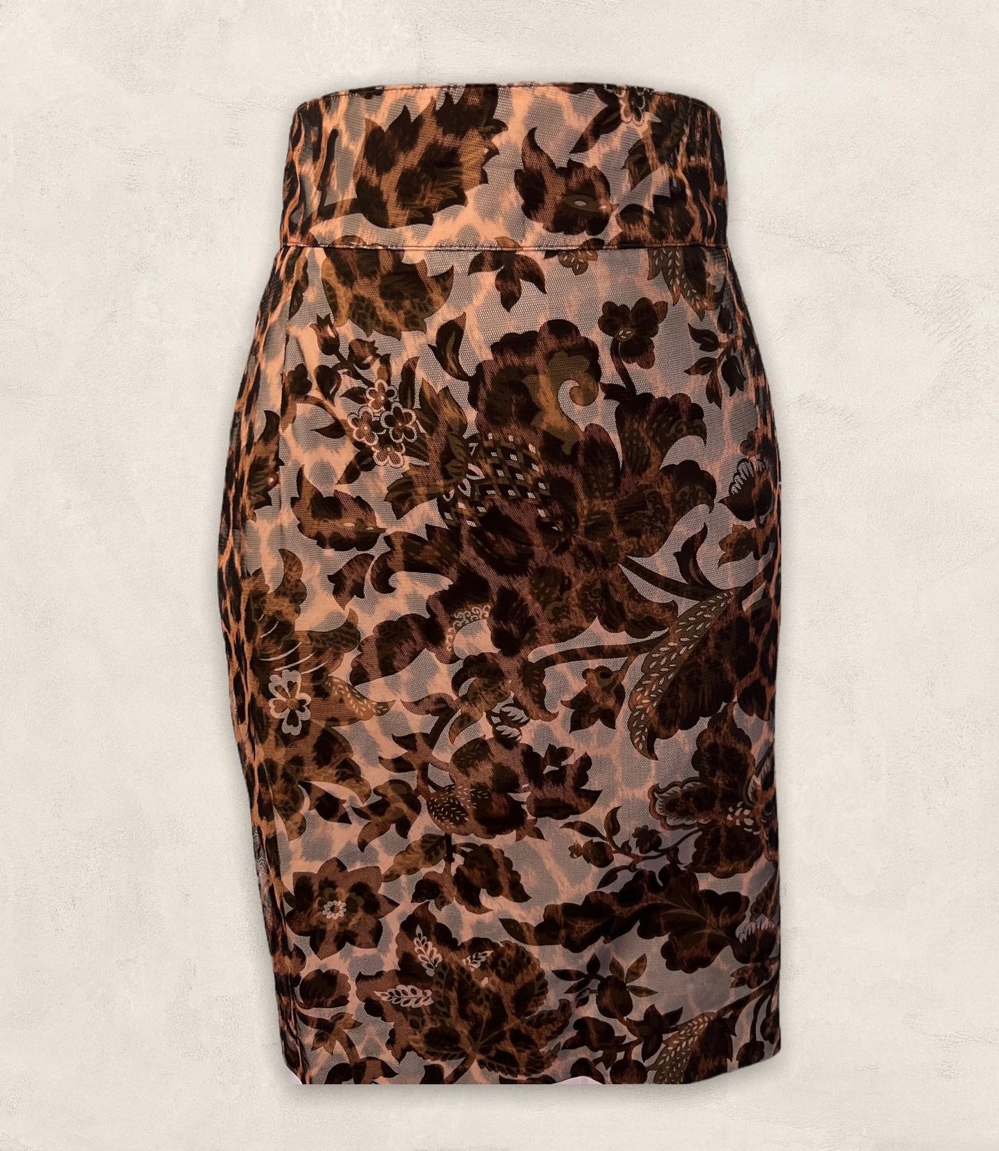Sportmax Max Mara Vintage Brown Floral Mesh Mini Skirt UK 10 US 6 EU 38 IT 42 Timeless Fashions