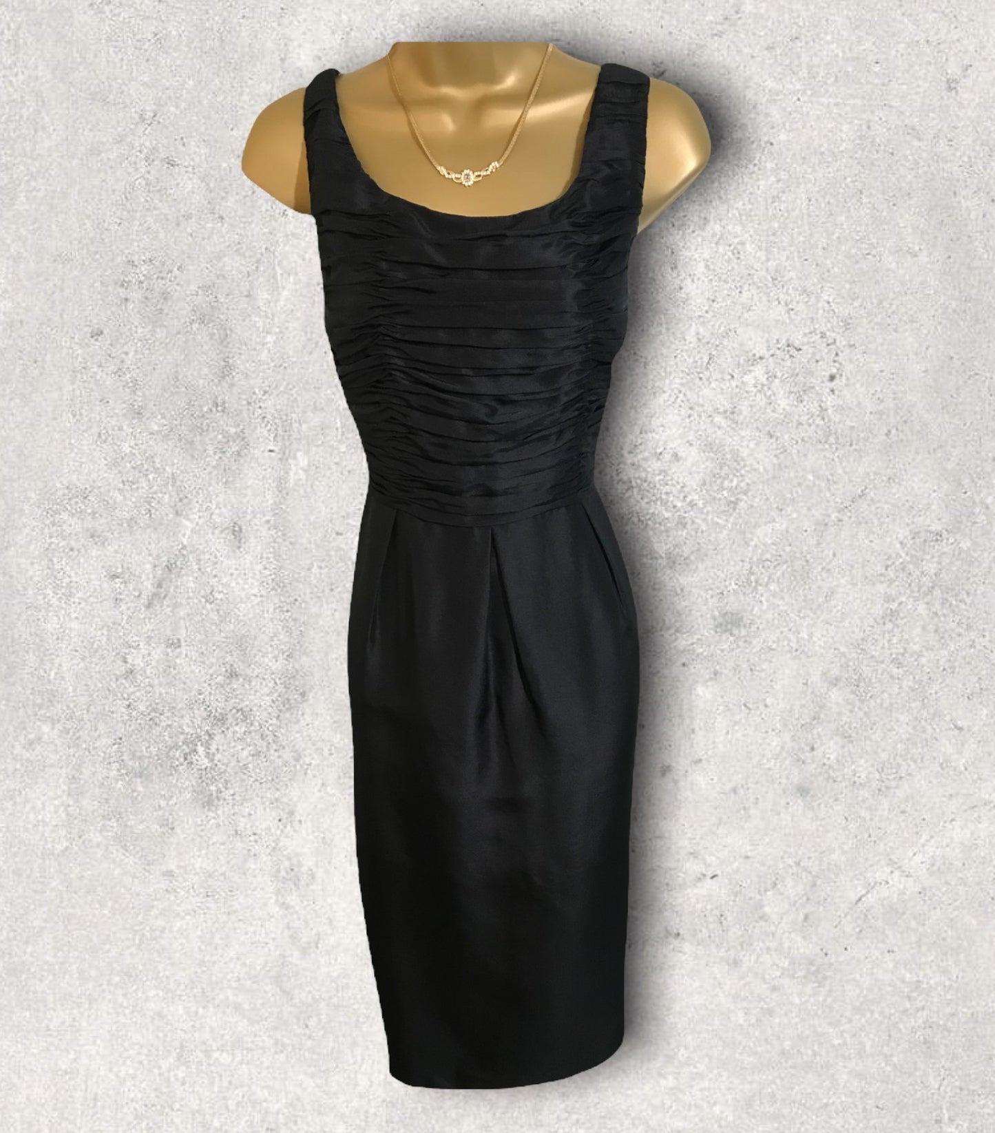L.K. Bennett Black Silk Sindy Ruched Pencil Dress UK 10 US 6 EU 38 Timeless Fashions