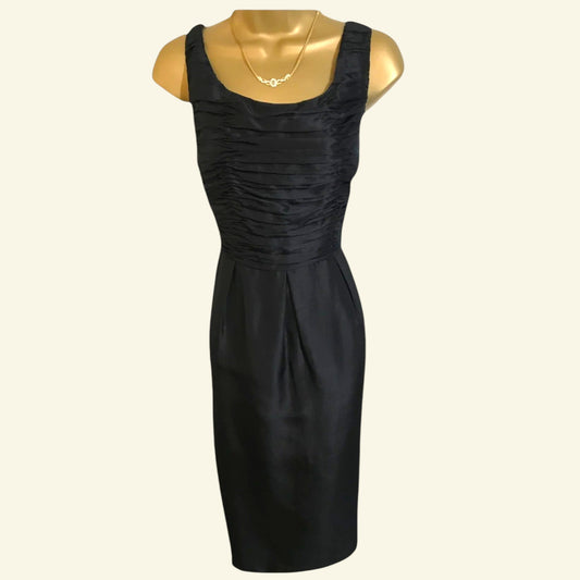 L.K. Bennett Black Silk Sindy Ruched Pencil Dress UK 10 US 6 EU 38 - Timelessfashions