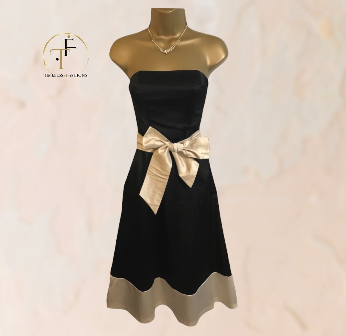 Coast Black & Cream Satin Dress UK 10 US 6 EU 38 Timeless Fashions