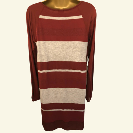 Ana Sousa Be Young Maroon Striped Jersey Tunic Dress UK 10 US 6 EU 38 - Timelessfashions