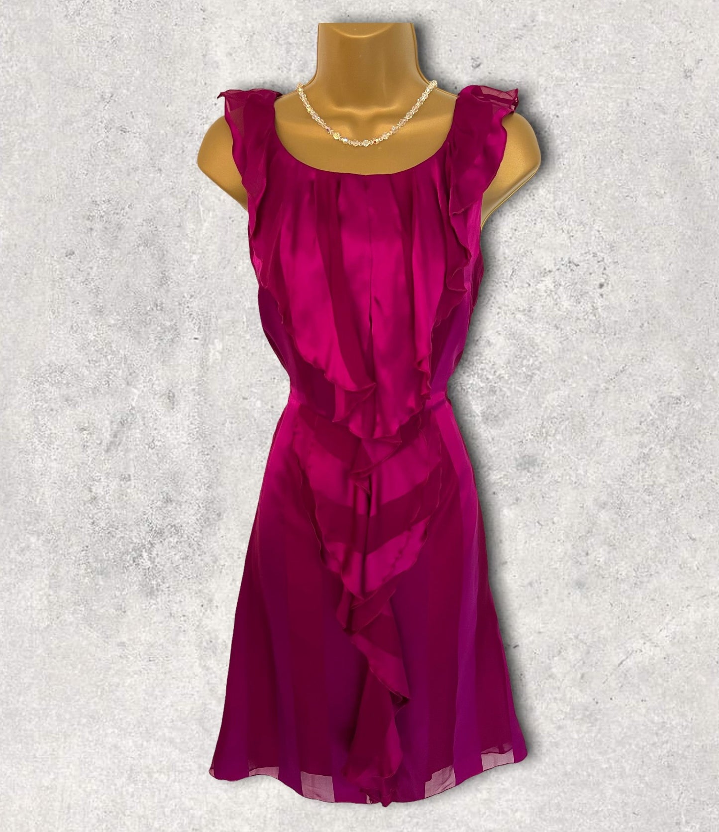 Moschino Fuschia Pink Silk Ruffle Dress IT 40 UK 8 US 4 EU 36 Timeless Fashions