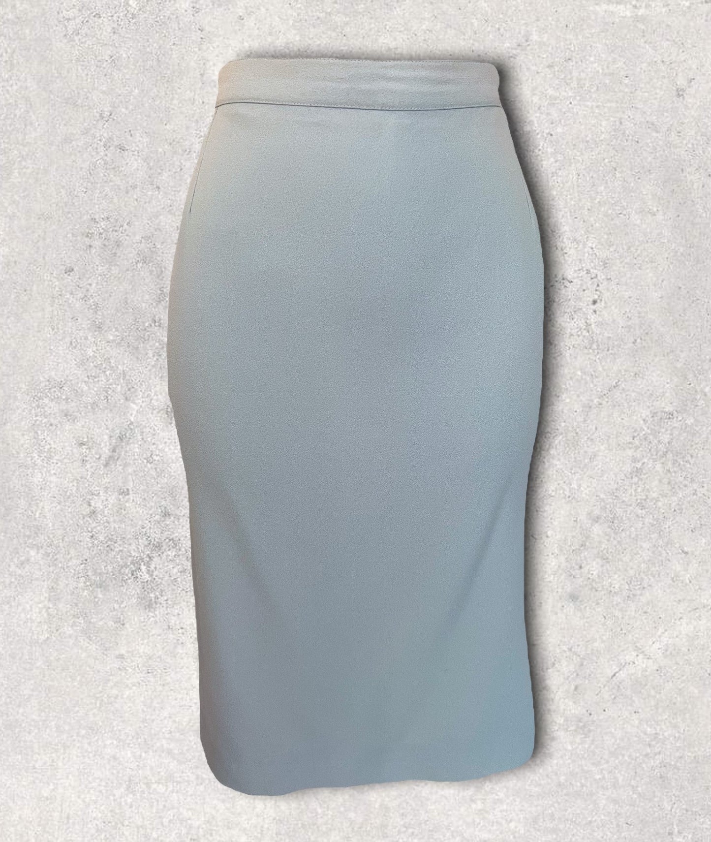 Mabb Vintage Baby Blue Crepe Summer Pencil Skirt UK 10 US 6 EU 38 Timeless Fashions