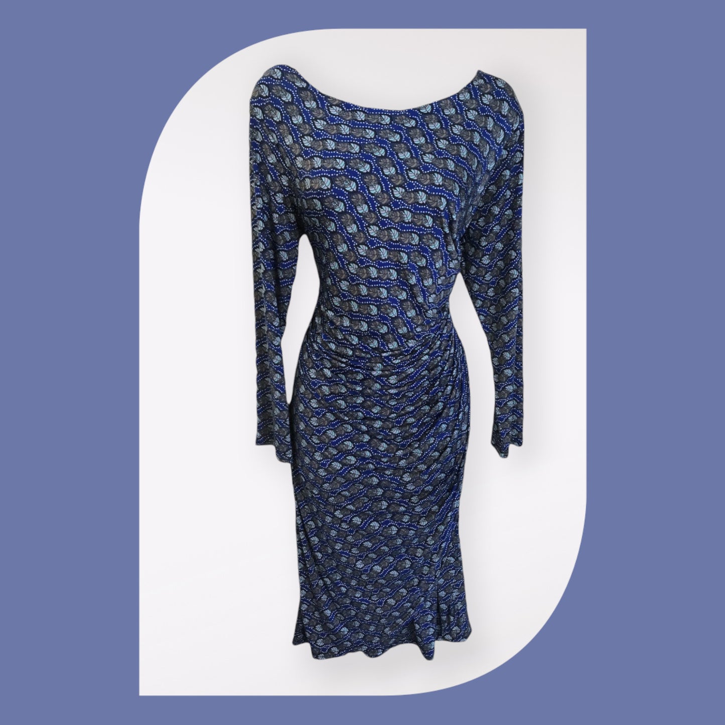 Ingenue Eve Blue Stretch Dress UK 16 US 12 EU 44 Timeless Fashions