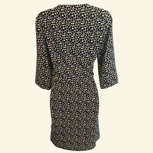 Avoca Anthology Blue & Black Geometric Print Shift Dress UK 8/10 US 4/6 EU 36/38 - Timelessfashions