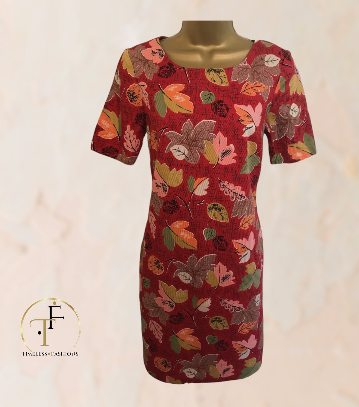 Cath Kidston Women's Red Leaf Print Cotton Dress UK 8 US 4 EU 36 Timeless Fashions