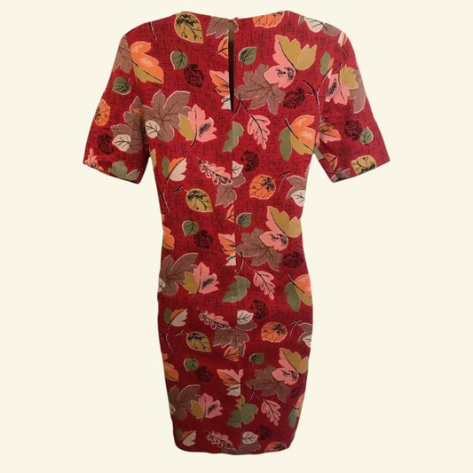 Cath Kidston Women's Red Leaf Print Cotton Dress UK 8 US 4 EU 36 - Timelessfashions