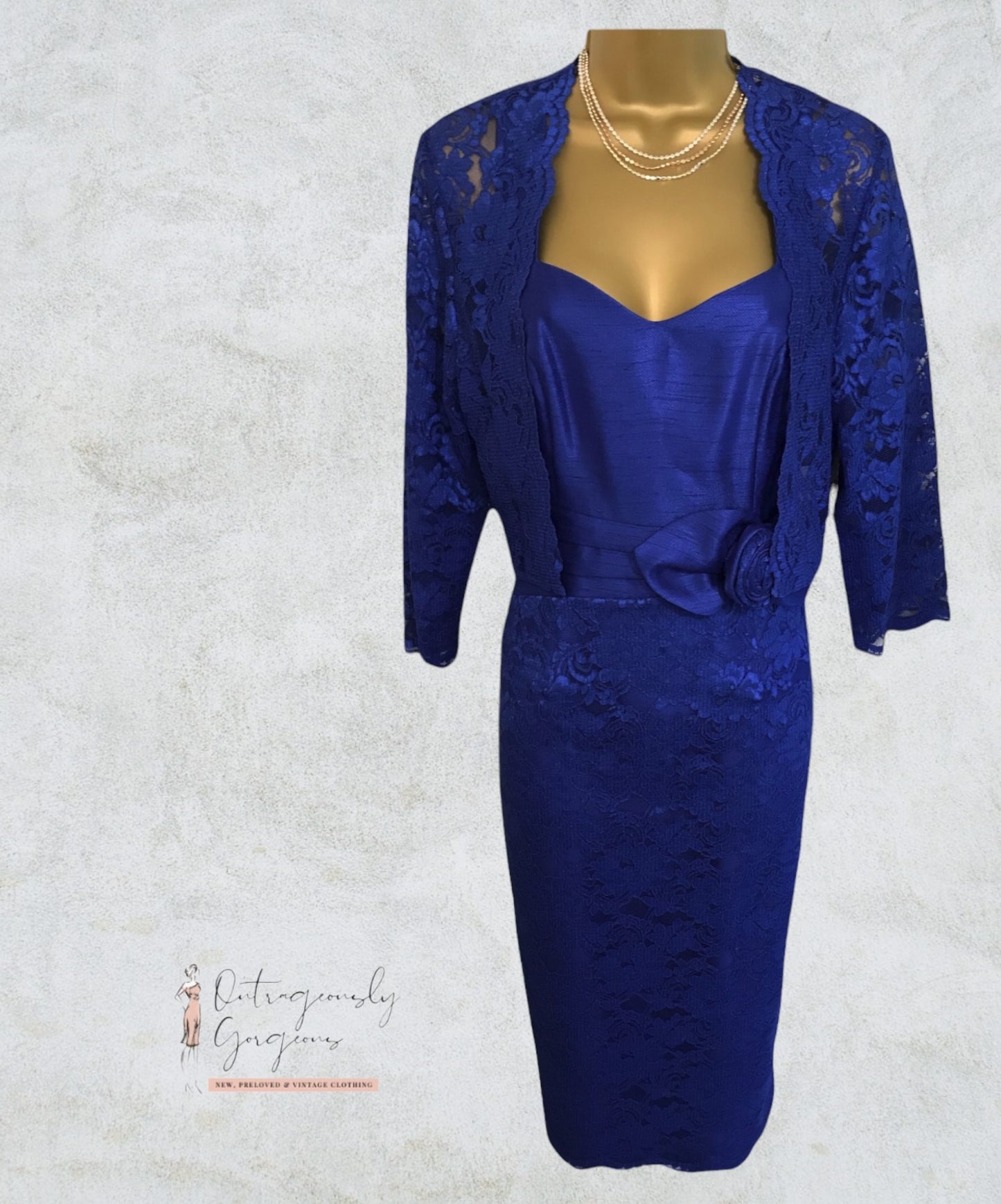 Michaela Louisa Royal Blue Lace Special Occasion Outfit UK 10 US 6 EU 38 Timeless Fashions