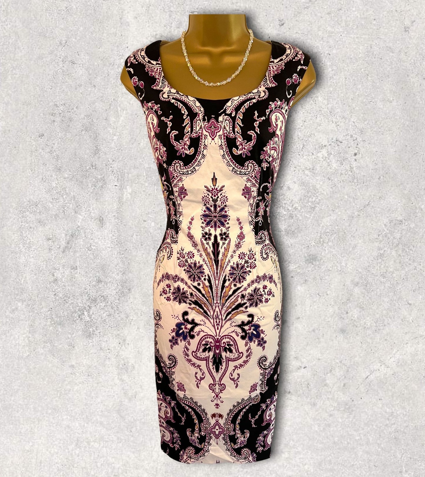 Phase Eight MultiColoured Paisley Stretch Bodycon Dress UK 10 US 6 EU 38 Timeless Fashions