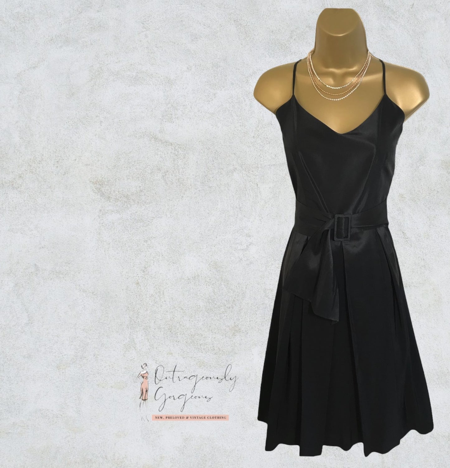 Renato Nucci Black Silk Mix Fit & Evening Dress UK 10 US 6 EU 38 Timeless Fashions