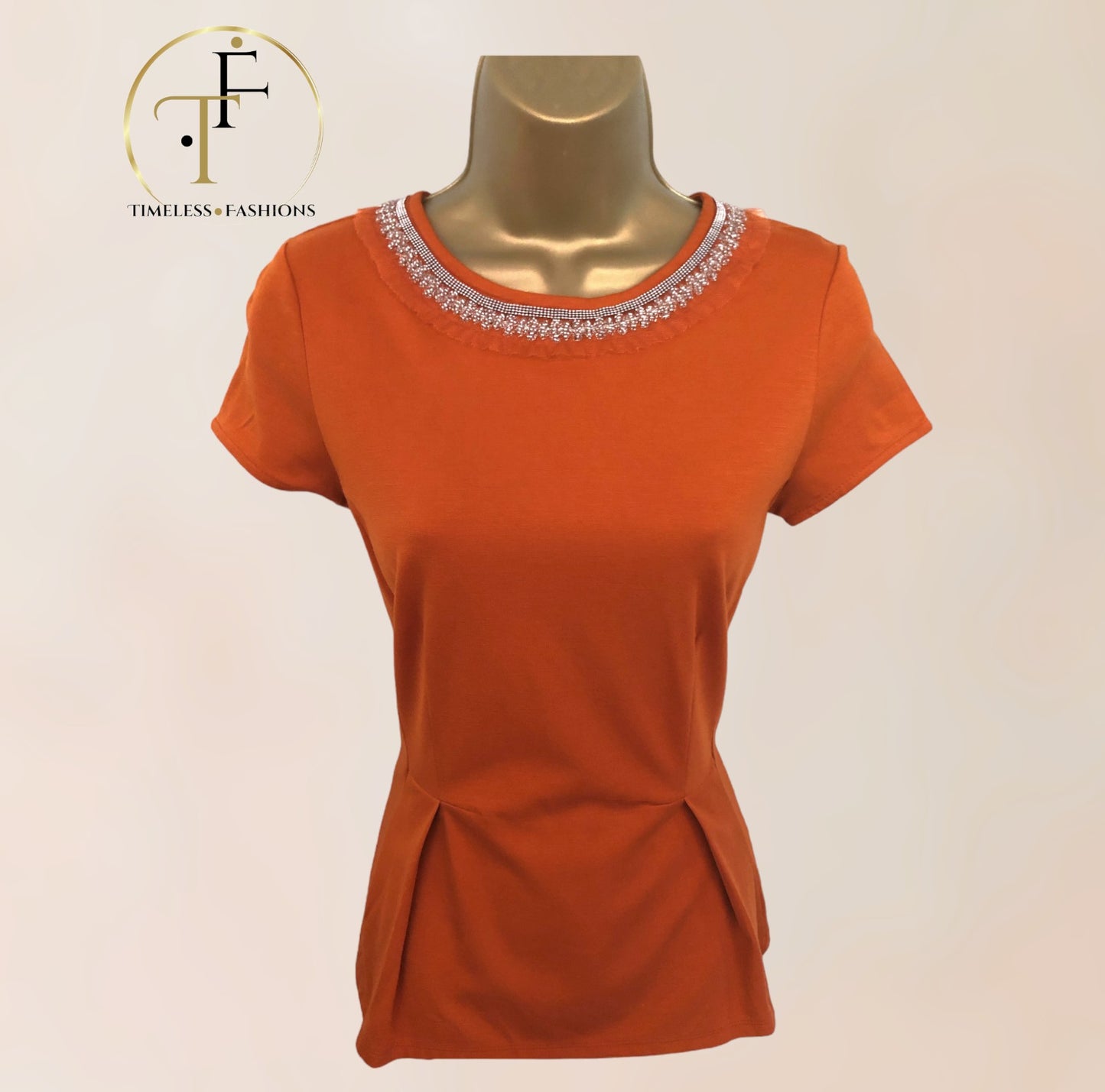 Banana Republic Womens Orange Embellished Pintuck Peplum Top UK 6 US 2 EU 34 Timeless Fashions