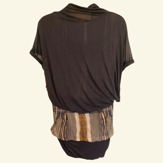 Yigal Azrouel Navy Blue Jersey & Silk Long Top UK 14 US 10 EU 42 - Timelessfashions
