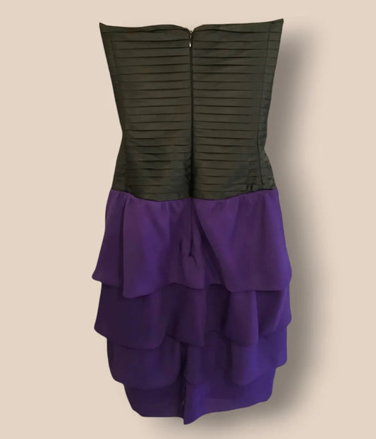 Reiss Women's Black & Purple Helga Evening Dress UK 8 US 4 EU 36 - Timelessfashions