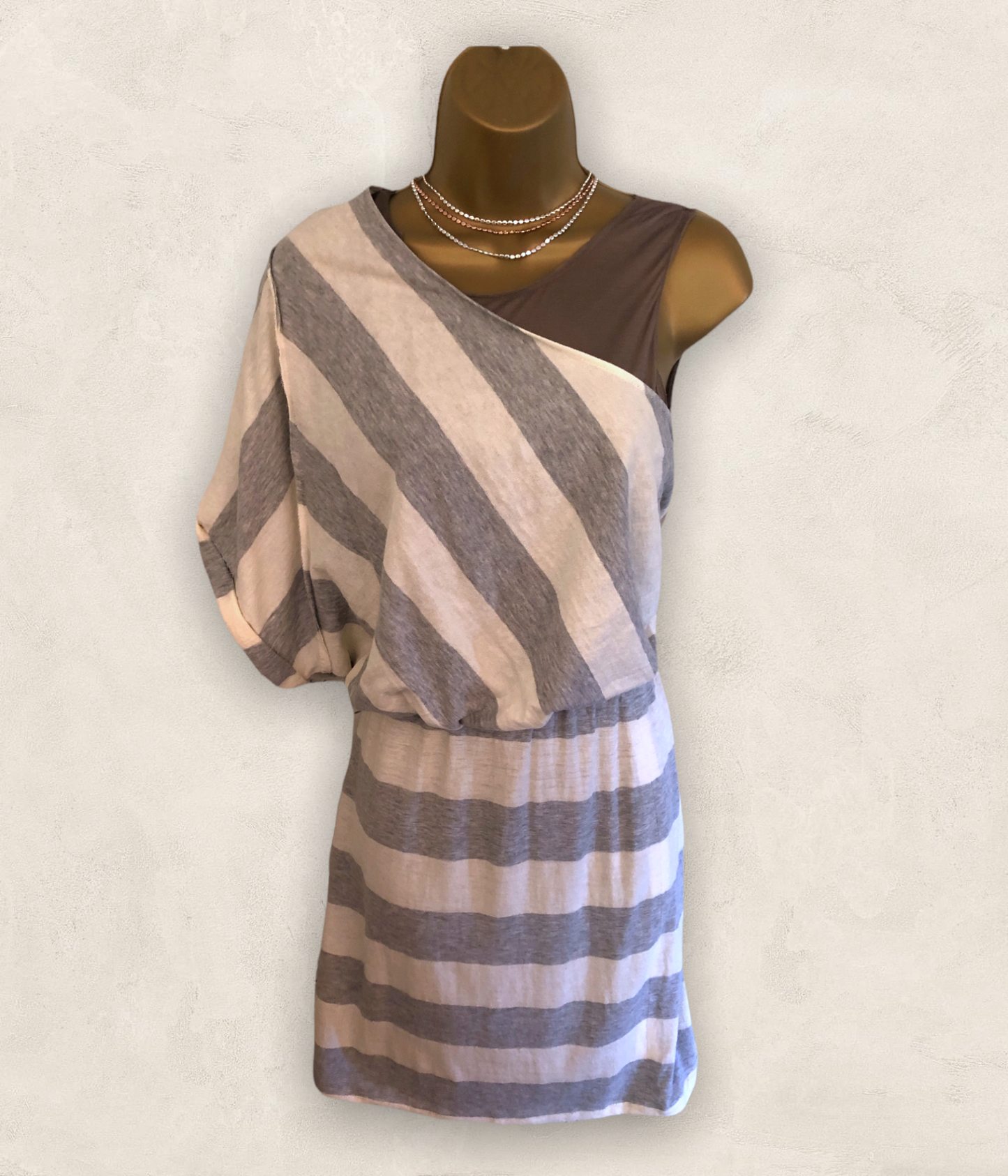 Yigal Azrouël Ivory & Grey Stripe Cotton & Wool Dress Size 0 UK 8 US 4 EU 36 Timeless Fashions