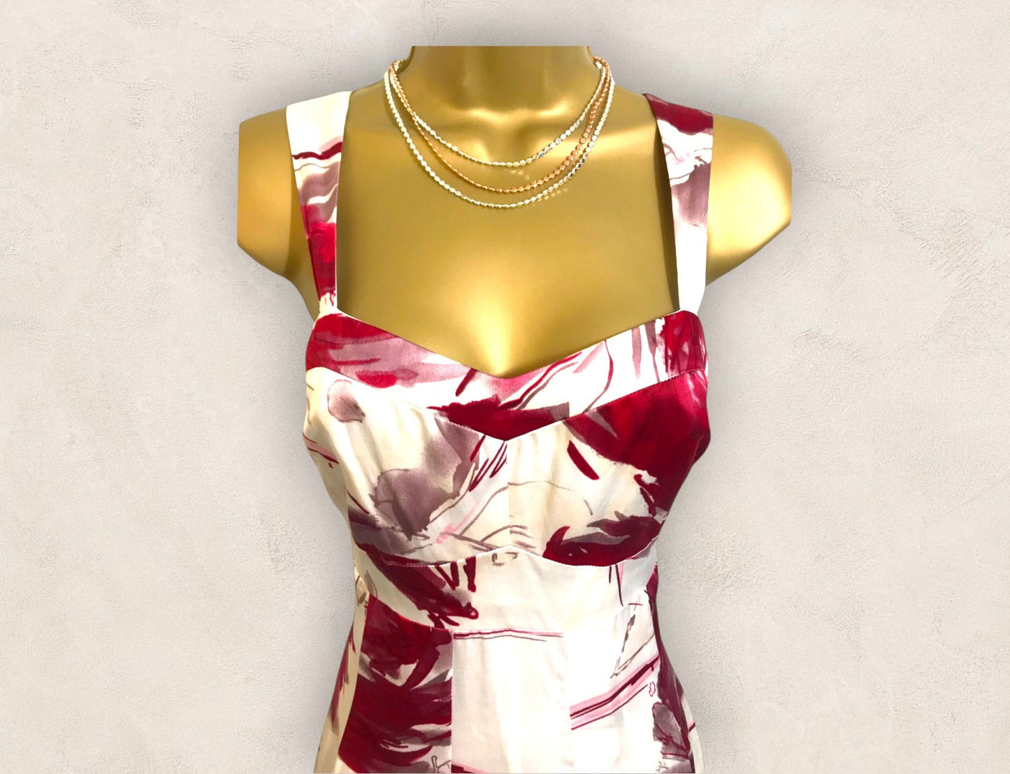 Coast Ivory Red Floral Silk Cotton Mix Dress UK 10 US 8 EU 38 Timeless Fashions
