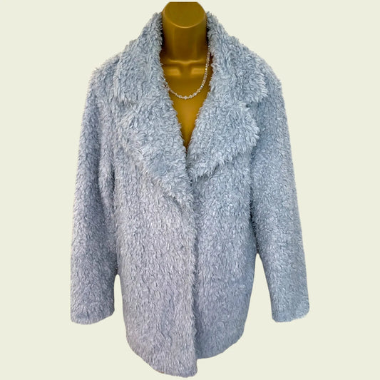 Red Herring Baby Blue Soft Furry Jacket/Coat UK 12 US 8 EU 40 - Timelessfashions