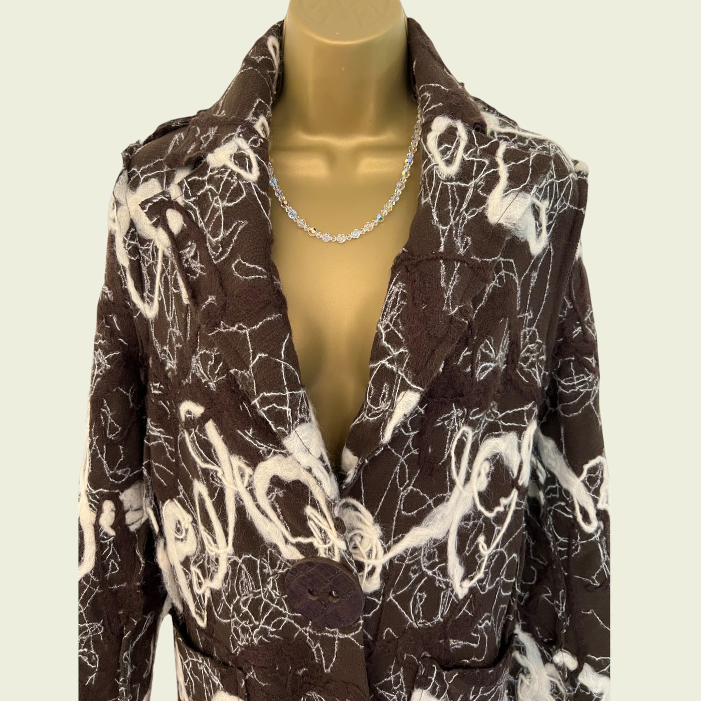 James Lakeland Ladies Brown & Cream Lagenlook Style Coat UK 14 US 10 EU 42 IT 46