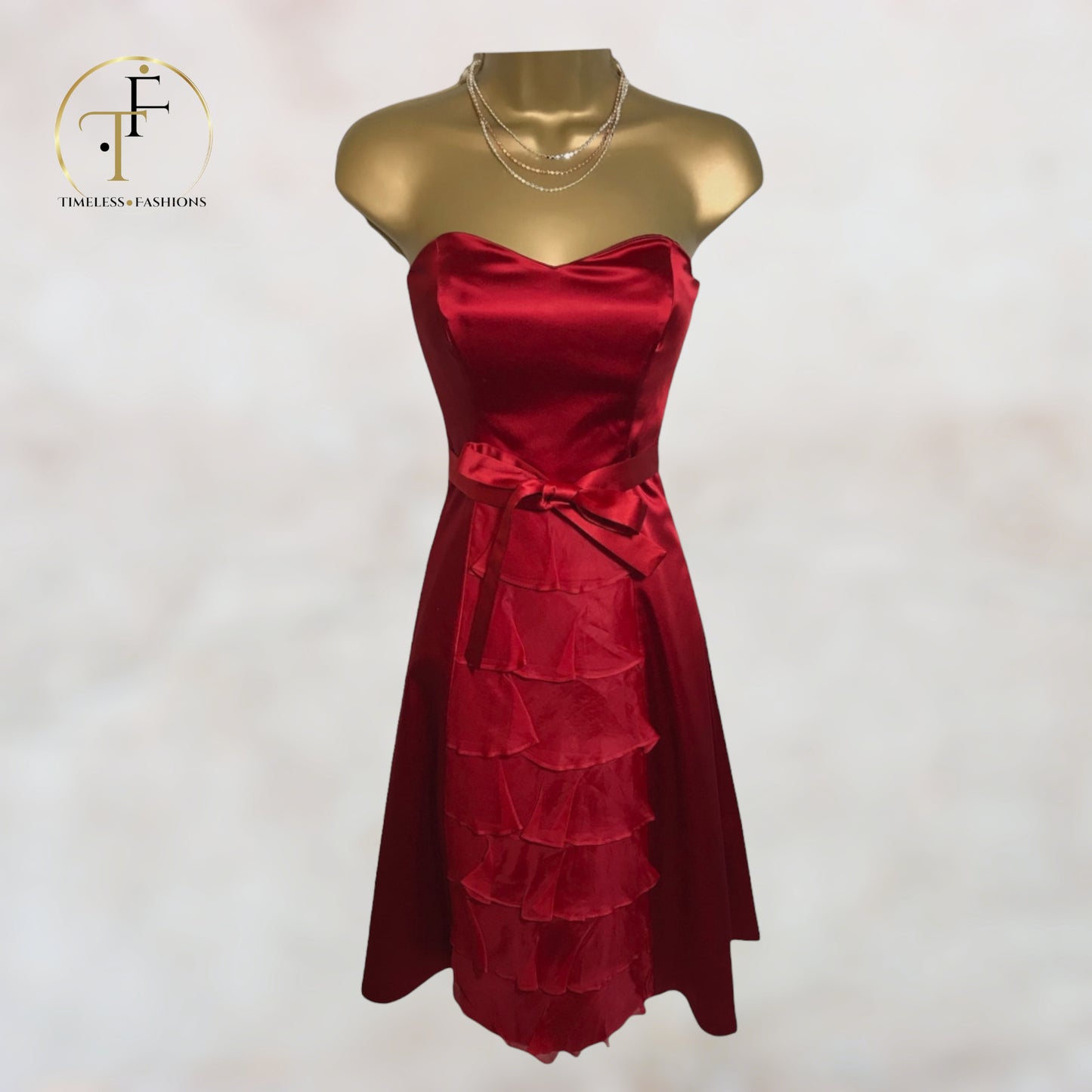 Coast Red Satin & Silk Organza Dress UK 8 US 4 EU 36 Timeless Fashions