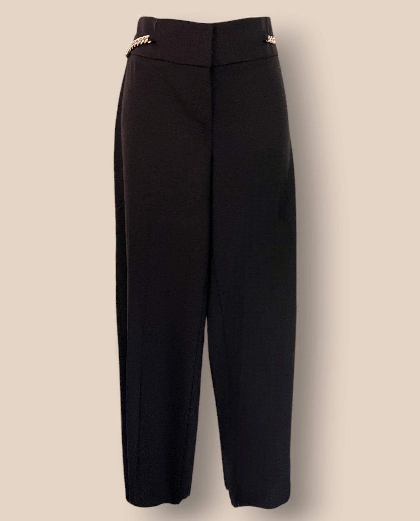 Michael Kors Black Tailored Trousers, Chain Detailing UK 12 US 4 EU 40 IT 44 Timeless Fashions