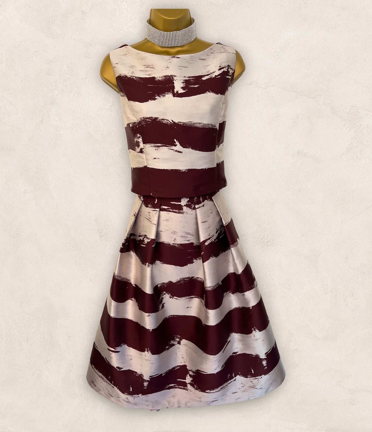 Phase Eight Burgundy & Metallic Silver Skirt & Top UK 14 US 10 EU 42 Timeless Fashions