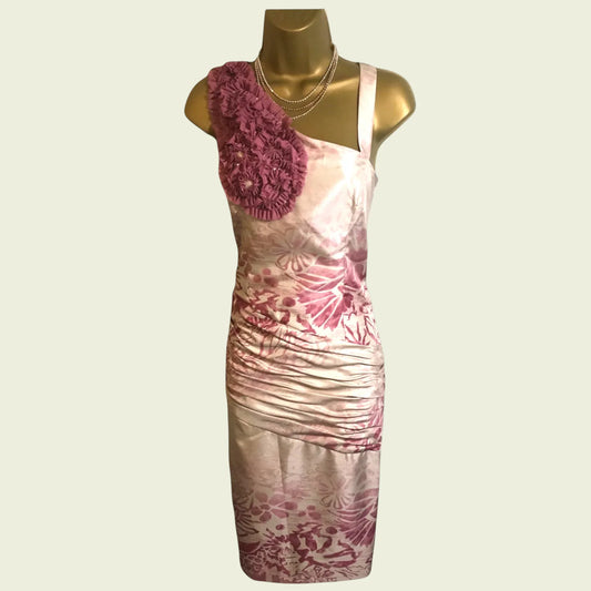 Michel Ambers Pink & Cream Dress UK 10 US 6 EU 38 - Timelessfashions