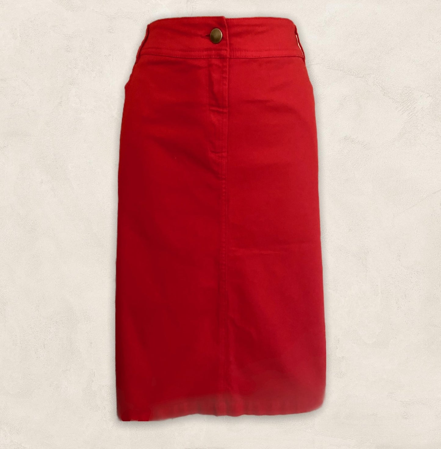 Pomodoro Womens Red Cotton Pencil Skirt UK 18 US 14 EU 46 Timeless Fashions