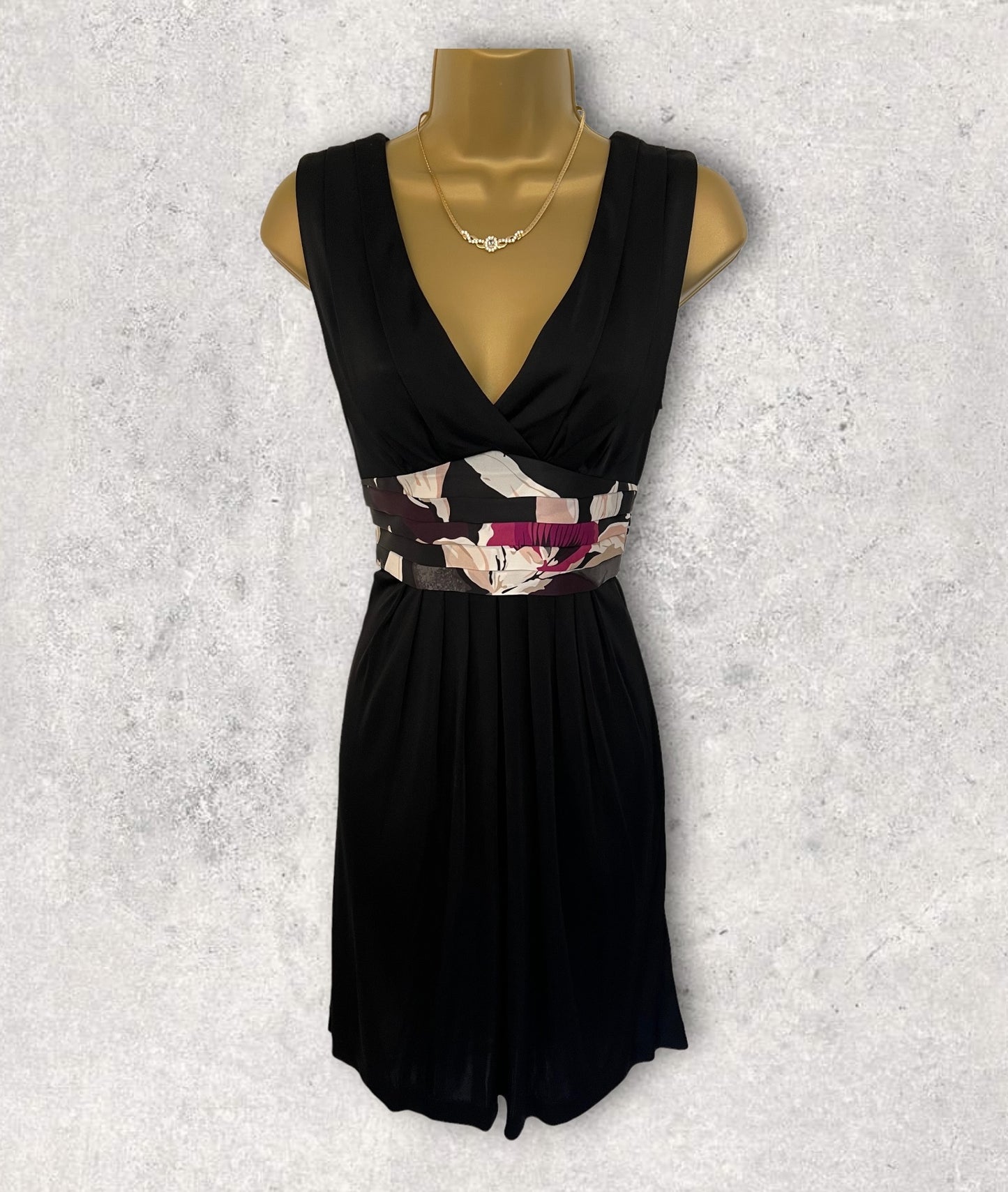 Ted Baker Black Silky Floral Tie Fit & Flare Dress UK 8 US 4 EU 36 Timeless Fashions