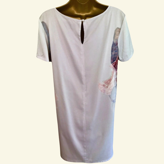 Great Plains Short Sleeved Multicoloured Shift Dress UK 14/16 us 10/12 eu 43/44 - Timelessfashions