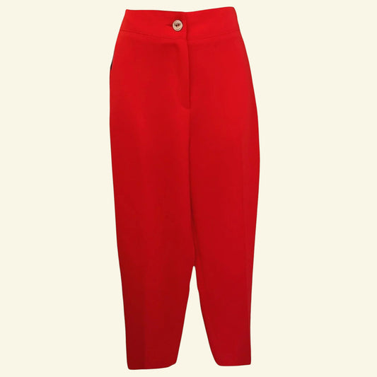 Marie Mero Red Berry Crepe Tapered Trousers UK 16 EU 44 US 12 - Timelessfashions