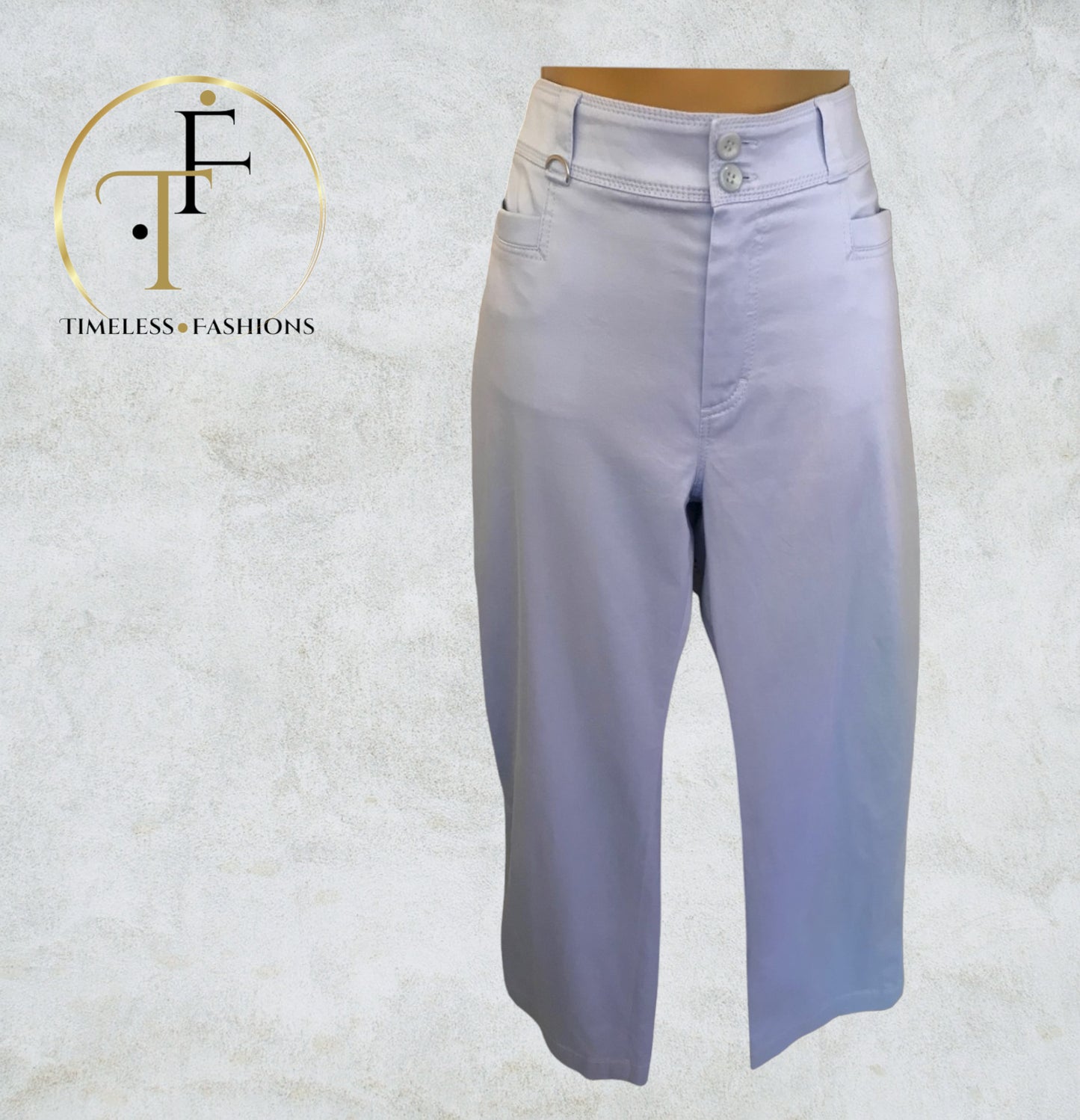 Betty Barclay Pale Blue Cotton Straight Leg Stretch Trousers UK 10 US 6 EU 38 Timeless Fashions
