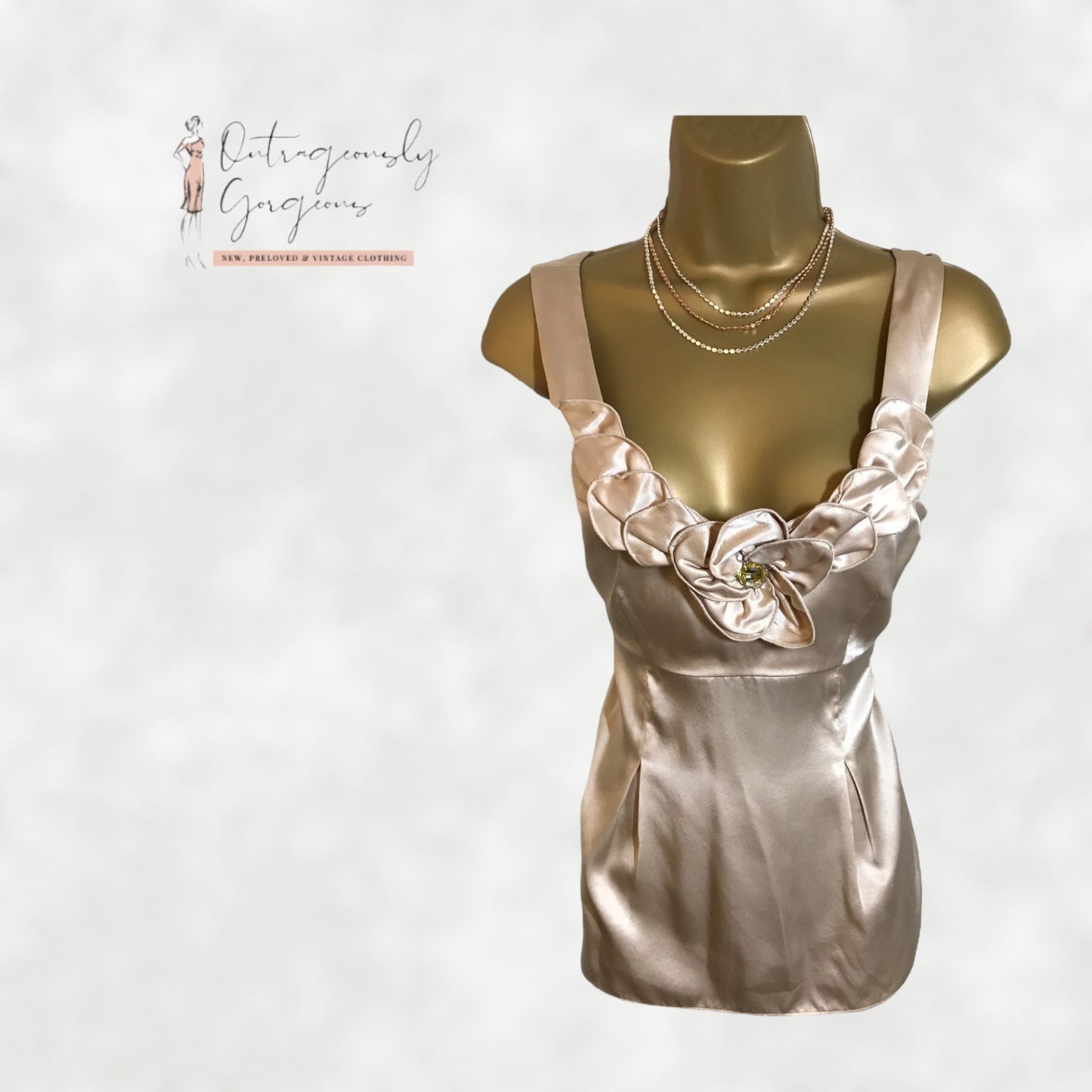 Phase Eight Whisky Cream Silk Evening Top UK 10 US 6 EU 38 Timeless Fashions