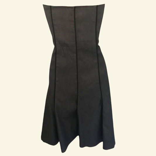 Nicole Farhi Grey Vintage Cotton Mix Bardot Dress & Jacket UK 8/10 US 4/6 EU 36/38 - Timelessfashions