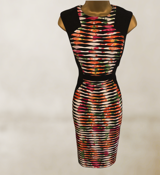Joseph Ribkoff Black Multicolour Bodycon Dress UK 10 US 6 EU 38 Timeless Fashions
