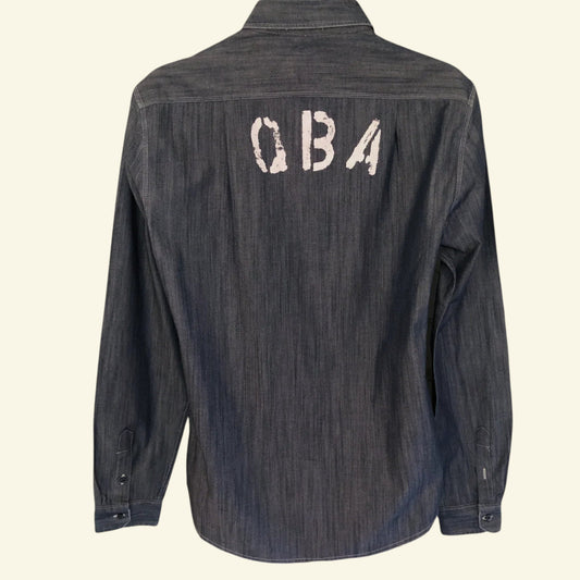 Quba & Co Mid Blue Men's Chambray Long Sleeve Shirt Medium - Timelessfashions