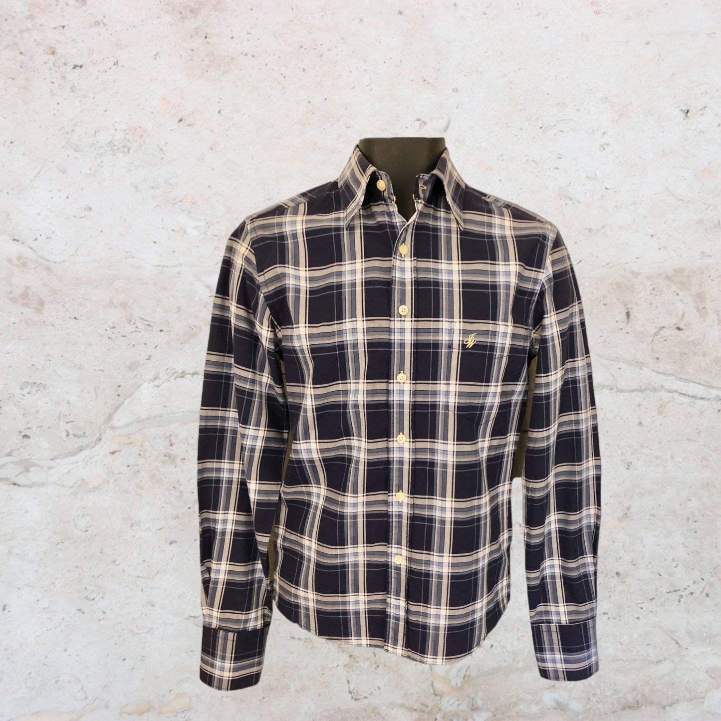 Jack Wills Men's Blue & White Check Cotton Long Sleeve Shirt Size XS Timeless Fashions