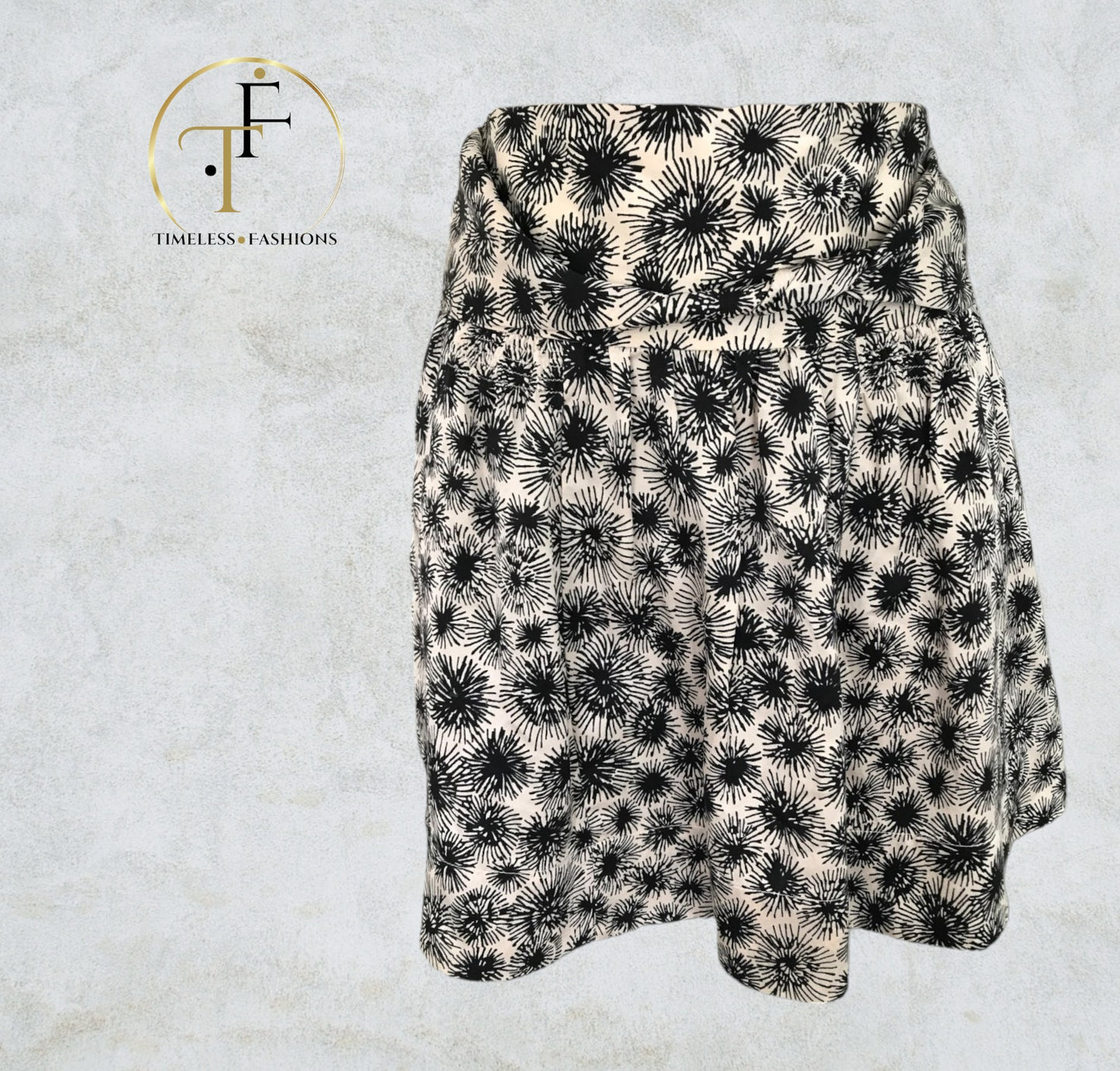 Comptoir Des Cotonniers Women's Silk Black and Silver Floral Mini Skirt UK 10 US 6 EU 38 Timeless Fashions