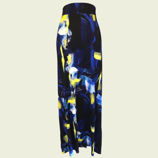 Marble Multi Blue & Yellow Floaty Skirt UK 10 US 6 EU 38 - Timelessfashions